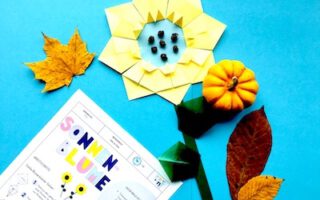 Sonnenblume falten, Papier, Falten, Anleitung, Grundschule