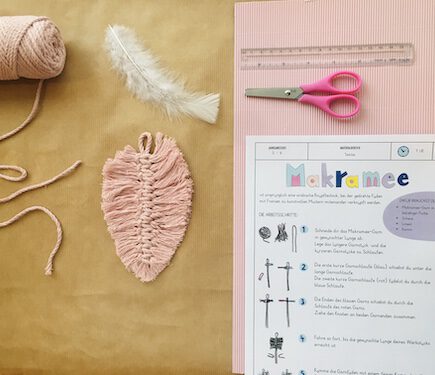 Makramee Feder, Knüpfen, Garn, Anleitung, Grundschule