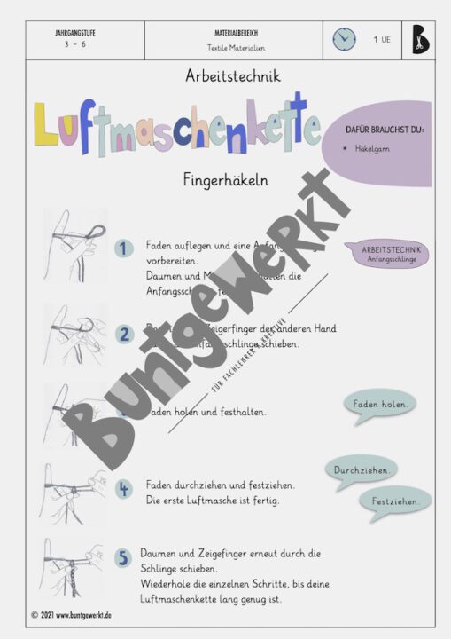 HäkelnLuftmaschenkette Fingerhäkeln Buntgewerkt Für