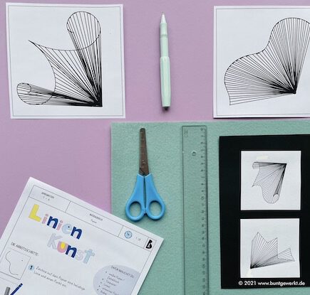 Linien Kunst, Papier, Zeichnen, Anleitung, Grundschule