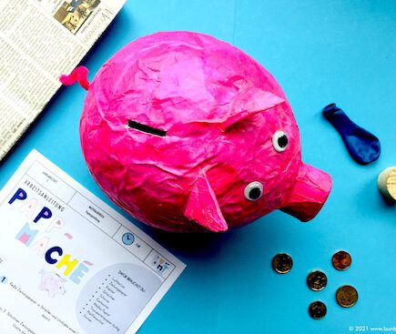 Pappmaché Sparschwein, Plastisches Material, Luftballons, Anleitung, Grundschule