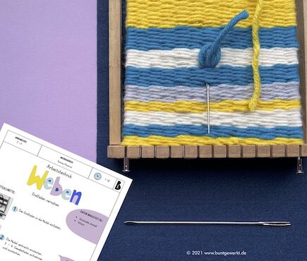 Weben-Endfaden vernähen, Weben, Wolle, Anleitung, Grundschule