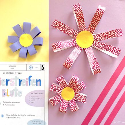 Papierstreifen Blüten, Papier, Anleitung, Frühling, falten