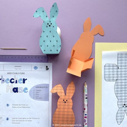 Eierbecher Hase, Falten, Papier, Ostern, Anleitung