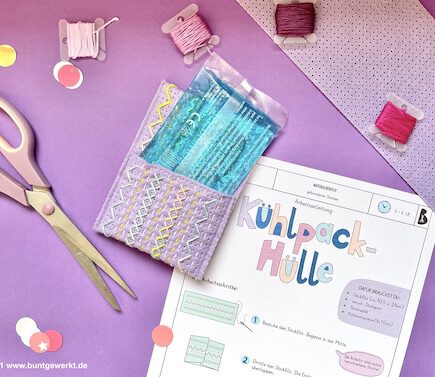 Kühlpack Hülle, Sticken, Nähen, Anleitung, Grundschule