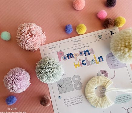 Pompons, wickeln, Wolle, Anleitung, Grundschule