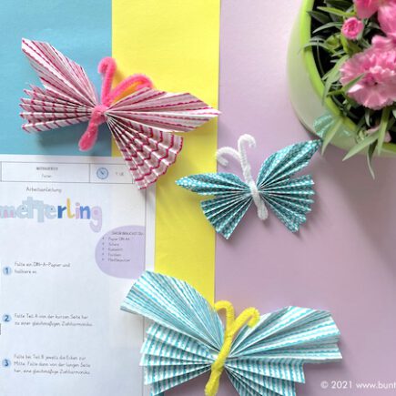 Ziehharmonika Schmetterling, falten, Papier, Anleitung, Frühling