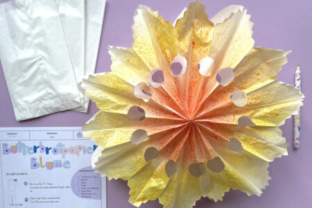Butterbrotpapier Blumen, falten, Papier, Anleitung, Grundschule
