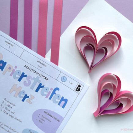 Papierstreifen Herz, Falten, Papier, Anleitung, Grundschule