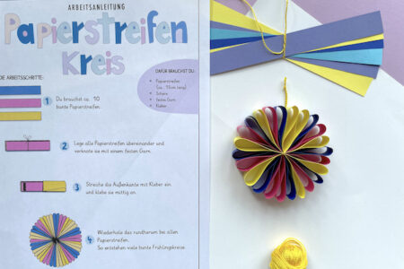 Papierstreifen Kreis, Falten, Papier, Anleitung, Grundschule,