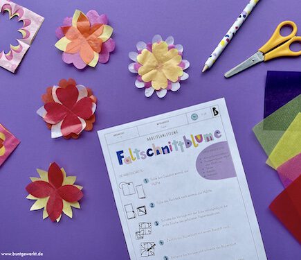 Faltschnittblumen, Transparentpapier, falten, Frühling, Anleitung, Muttertag, Blumen falten,
