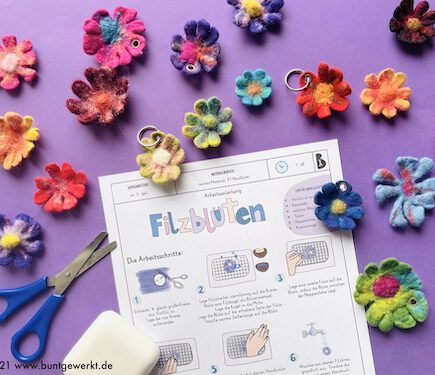 Filzblüten, Filzen, Nassfilzen, Filzwolle, Anleitung, Grundschule, Vorfilm, Nadelvlies