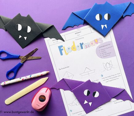 Fledermaus falten, Papier, falten, Halloween, Anleitung