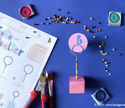 Fotohalter, Draht, Muttertag, Perlen, Anleitung, Grundschule, Geschenke