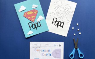 Vatertagskarte Superman, Papier, Schneiden, Anleitung, Grundschule, Vatertag, Geschenke, Karten,