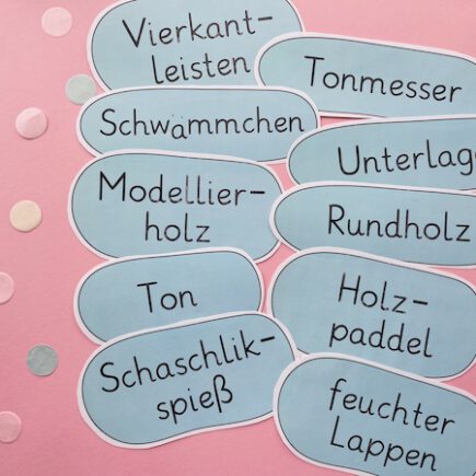 Ton Wortkarten, Ton, Plattentechnik, Anleitung, Töpfern, Grundschule, Mittelschule, Werken