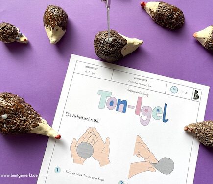 Ton Igel, Ton, töpfern, Anleitung, Grundschule, Mittelschule, Glasur, Werken, Werkunterricht