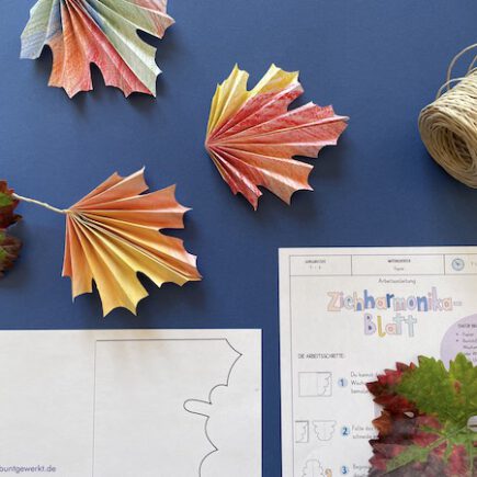 Ziehharmonika Blatt, Herbst, Fensterdeko, Anleitung, Grundschule, Werken und Gestalten,