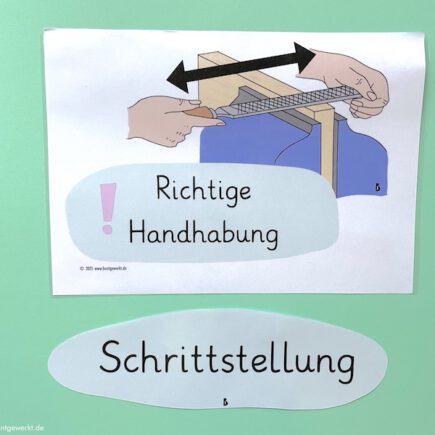 Richtige Handhabung Raspel und Feile, feilen, raspeln, Schrittstellung, Körperhaltung beim Raspeln, Grundschule, Mittelschule,