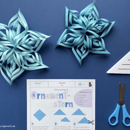 Ornamentstern, Weihnachtsdeko, Sterne falten, Papier, Stern, Grundschule, Mittelschule, Werken und Gestalten,