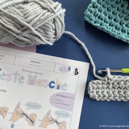 Feste Masche häkeln, häkeln, Anleitung häkeln, Werken und Gestalten, Grundschule, Mittelschule
