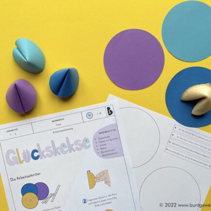 Glückskekse, falten, Papier, Neujahr, Anleitung, Grundschule, Mittelschule, Werken und Gestalten