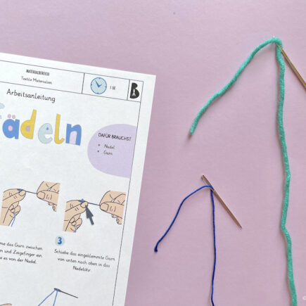 Einfädeln, Nadel und Faden, Werken und Gestalten, Anleitung, Garn, Nähen, Sticken, Weben, Grundschule, Mittelschule