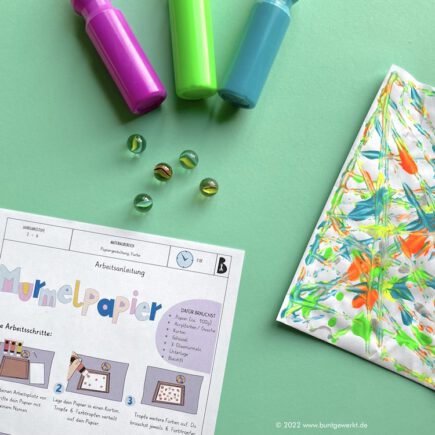 Murmelpapier, Werken und Gestalten, Farben, Papiergestaltung, Anleitung, Grundschule, Mittelschule