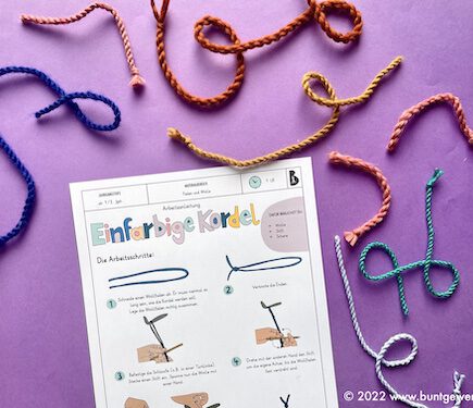 Einfarbige Kordel, Kordeln drehen, Wolle, Kordeln, Werken und Gestalten, Grundschule, Mittelschule,