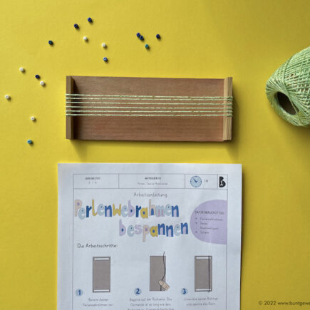 Perlenwebrahmen bespannen, Perlen, Perlenweben, Webrahmen bespannen, Grundschule, Mittelschule, Werken und Gestalten, Textilarbeit,