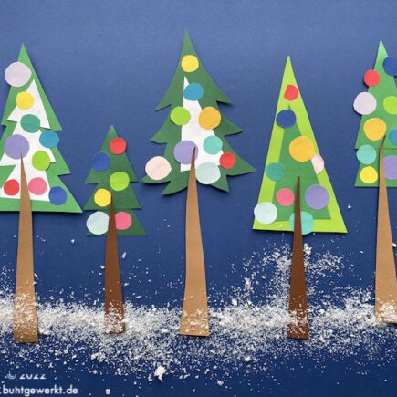 Tannenbäume, Fensterbild, Winter, Weihnachten, Werken und Gestalten, Grundschule, schneiden mit der Schere, Winterdeko,