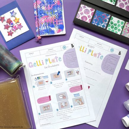 Gelli Plate, Drucken, Gelplatte, Gelli Plate Printing, Werken und Gestalten, Grundschule, Mittelschule, Farben, Farbgestaltung,