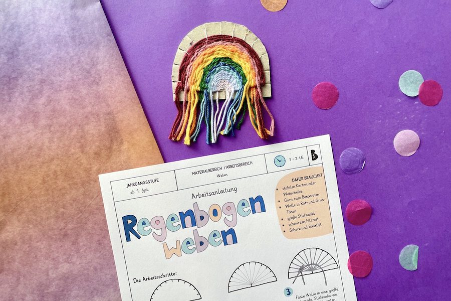 Regenbogen weben, Weben, Werken und Gestalten, Textiles, Grundschule, Regenbogen