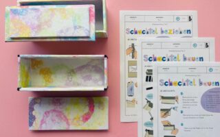 Schachtel bauen und beziehen, Schachtel kaschieren, Kaschieren, Bezugsarbeit, Buchbinden, Grundschule, Mittelschule, Werken und Gestalten