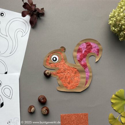 Eichhörnchen, Herbstdekoration, Herbst, Fensterbild Herbst, Werken und Gestalten, Grundschule, Mittelschule