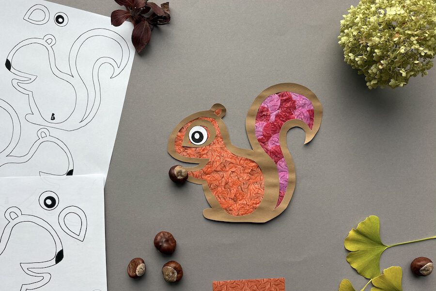 Eichhörnchen, Herbstdekoration, Herbst, Fensterbild Herbst, Werken und Gestalten, Grundschule, Mittelschule