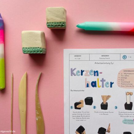 Kerzenhalter Würfel, Kerzenhalter töpfern, Kerzenständer aus Ton, Dip Dye Kerzen, Werken und Gestalten, Grundschule, Mittelschule, Förderschule,